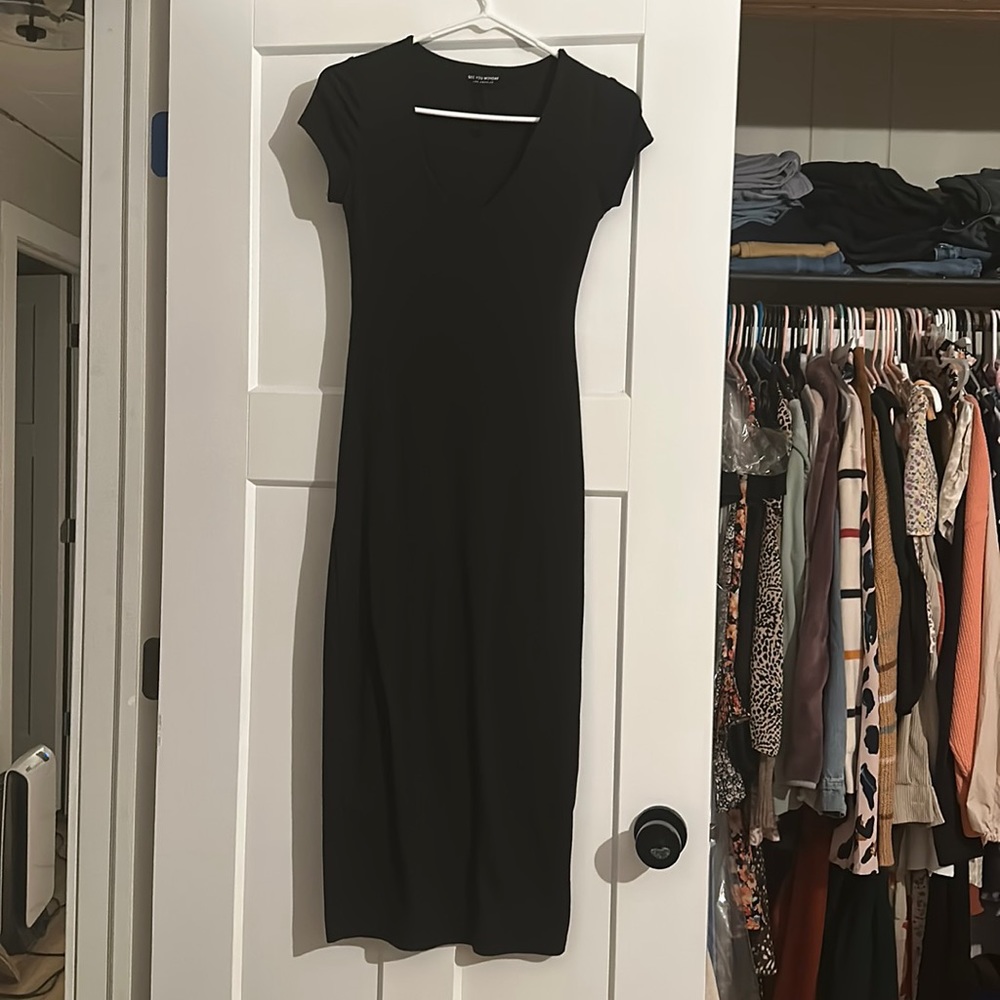 Black medium bodycon tea length dress - See You Monday brand - nwot